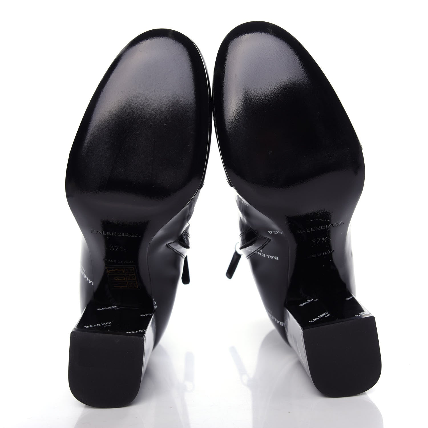 Balenciaga Patent Allover Logo Ankle Boots 37.5 Black 6 of 10