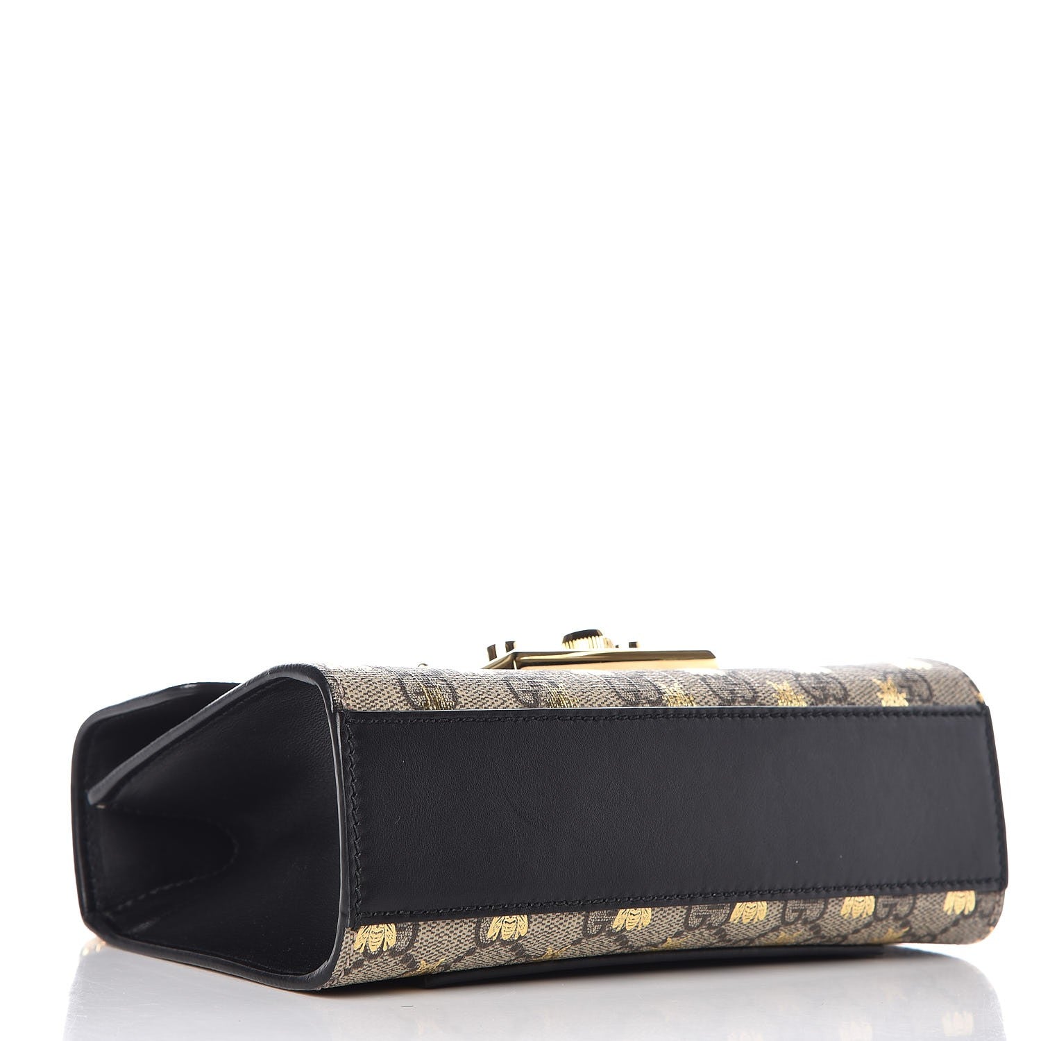 Gucci GG Supreme Monogram Bees Small Padlock Shoulder Bag Black 4 of 9