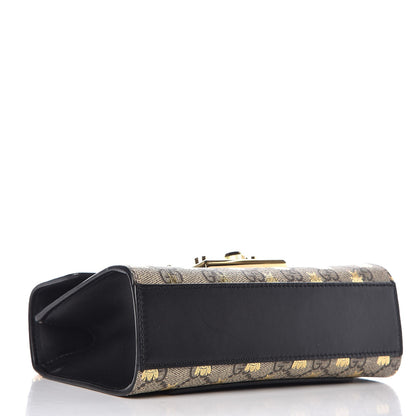 Gucci GG Supreme Monogram Bees Small Padlock Shoulder Bag Black 4 of 9