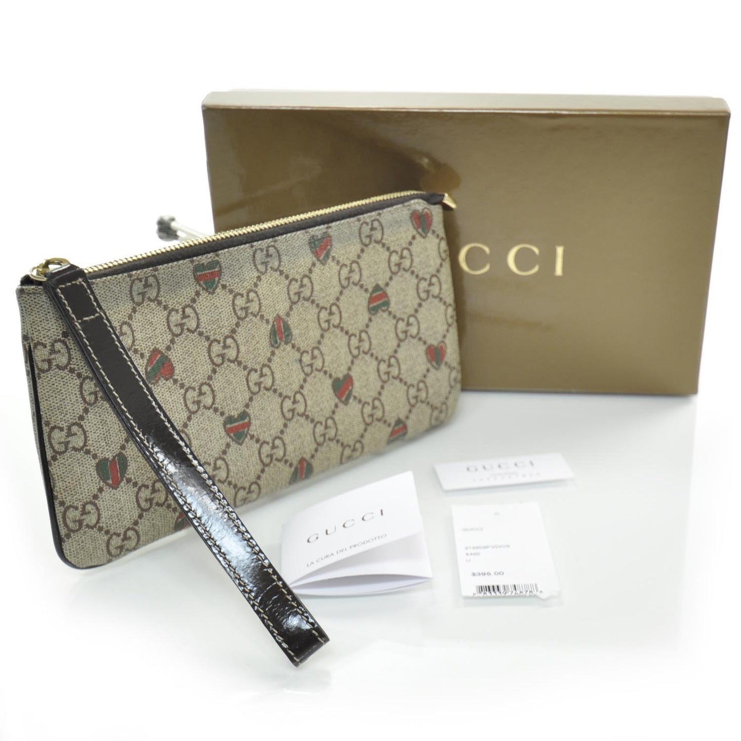 Monogram Hearts Wristlet