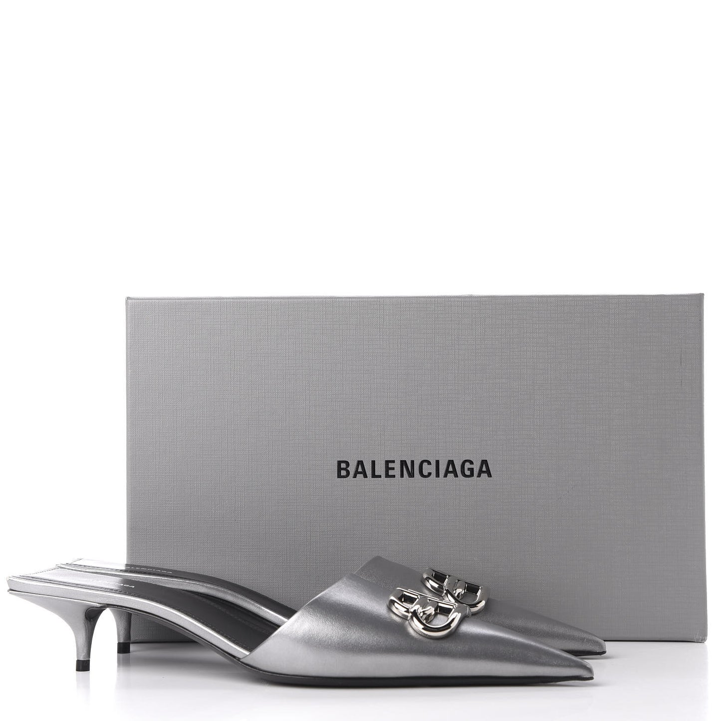 Calfskin BB Pointy Toe Mule 10 Gray