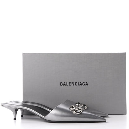 Balenciaga Calfskin BB Pointy Toe Mule 10 Gray 11 of 11