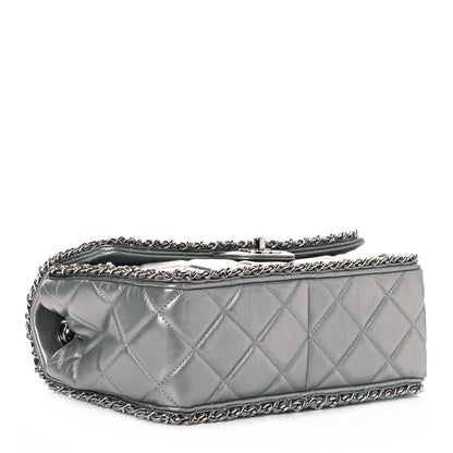 Chanel Metallic Lambskin Medium Chain All Over Flap Silver 4 of 11