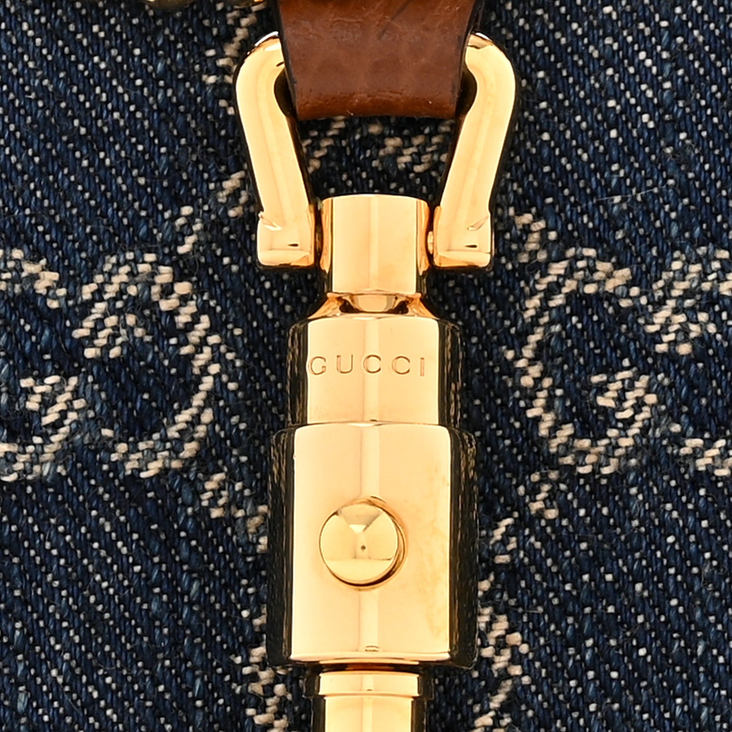 New Denim GG Monogram Jackie 1961 Chain Wallet Blue Tea Cuir