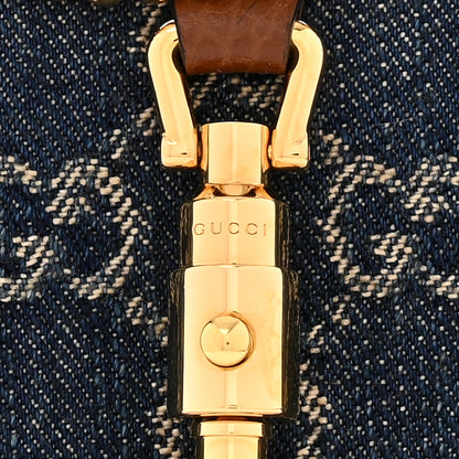 Gucci New Denim GG Monogram Jackie 1961 Chain Wallet Blue Tea Cuir 7 of 11