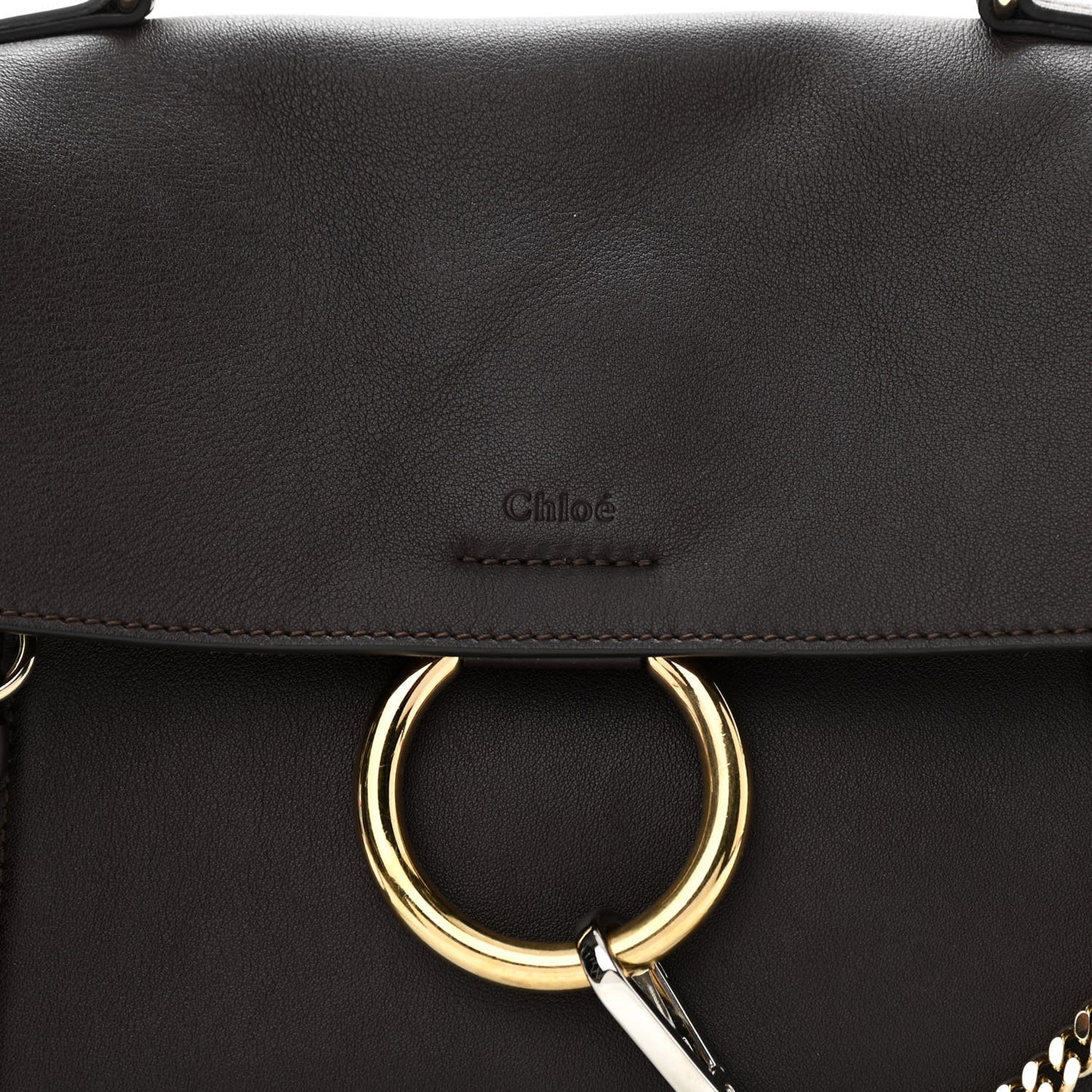 Calfskin Small Faye Day Shoulder Bag Carbon Brown