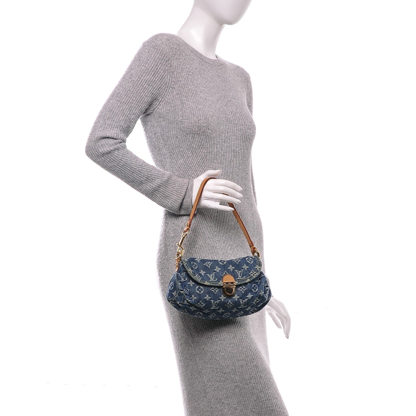 Monogram Denim Mini Pleaty Blue