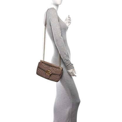 Gucci Calfskin Matelasse Small GG Marmont Shoulder Bag Porcelain Rose 2 of 17