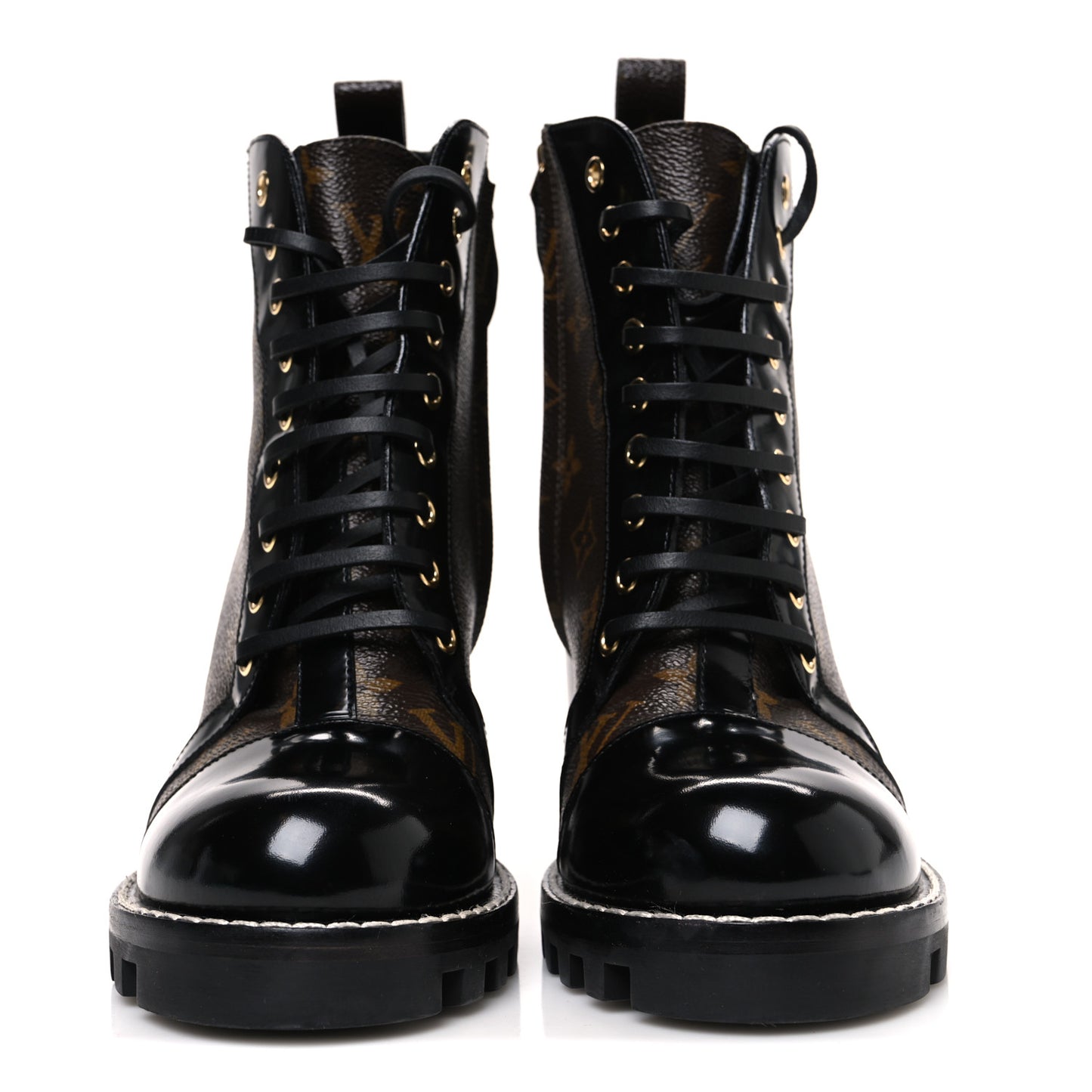 Patent Calfskin Monogram Star Trail Ankle Boots 40 Black