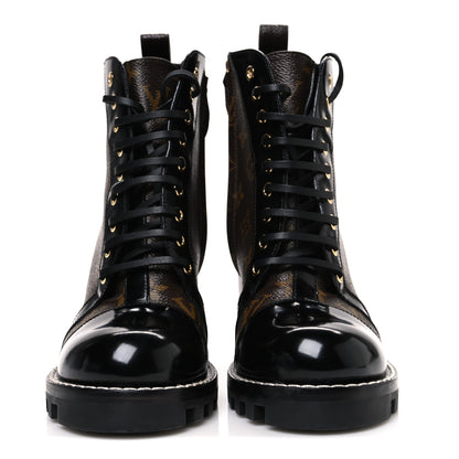 Louis Vuitton Patent Calfskin Monogram Star Trail Ankle Boots 40 Black 3 of 11