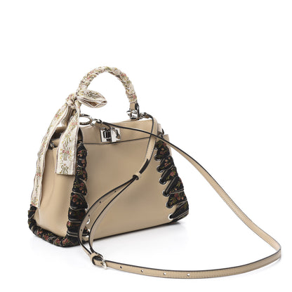 Fendi Nappa Ribbon Lace Up Mini Peekaboo Iconic Satchel Beige 4 of 12