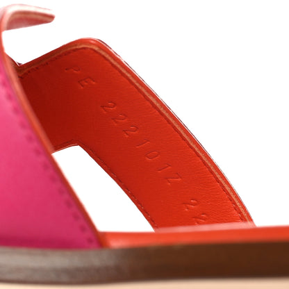 Hermes Box Calfskin Oran Sandals 39 Rose Flash Orange H 6 of 9