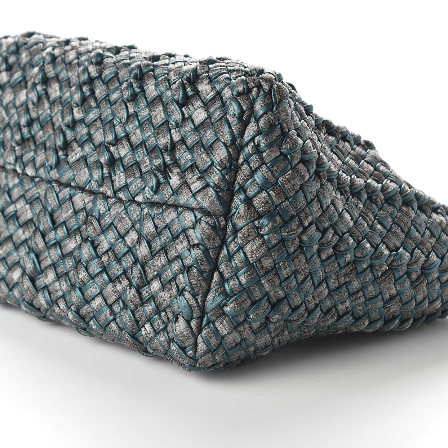 Metallic Intrecciato Tote Teal