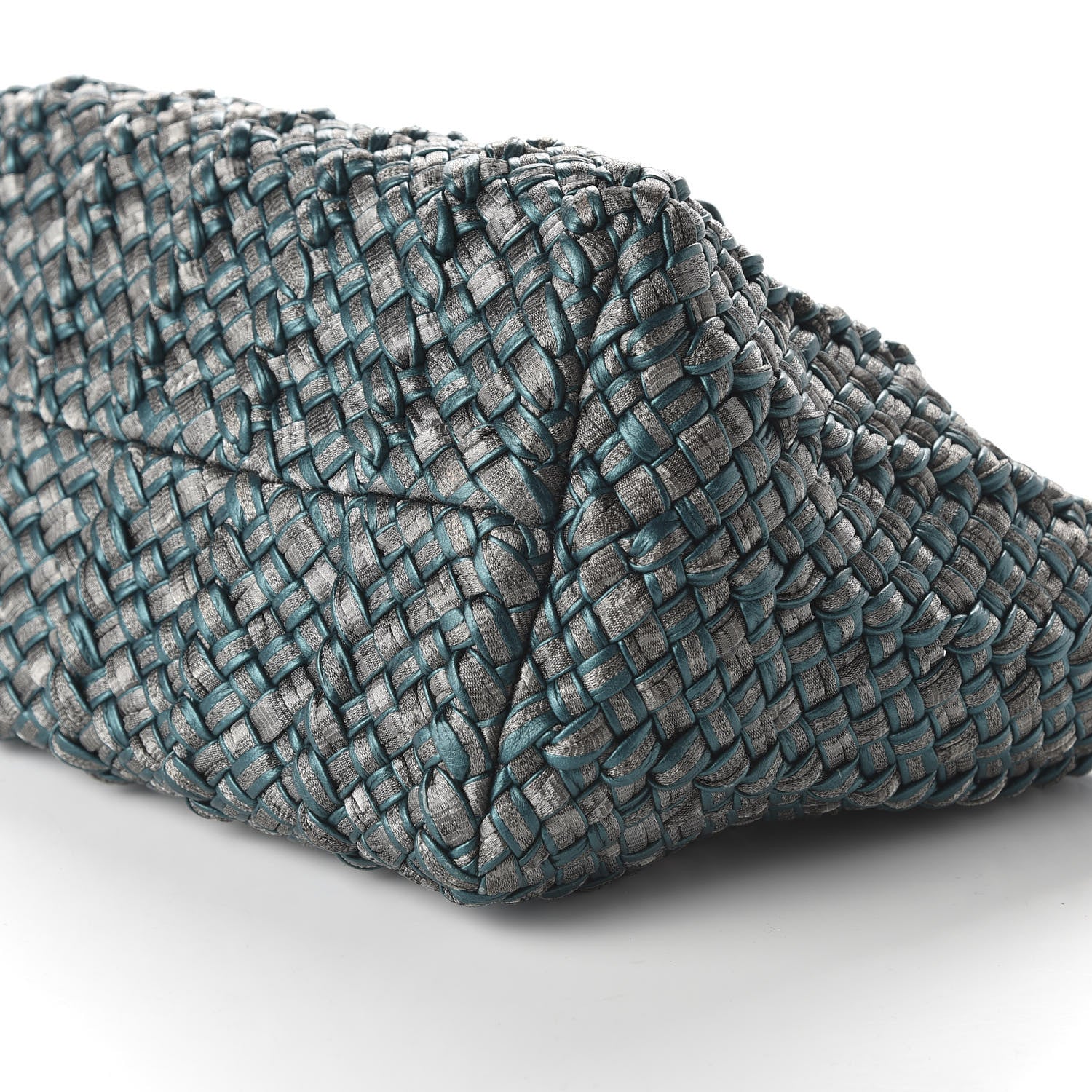 Bottega Veneta Metallic Intrecciato Tote Teal 7 of 9