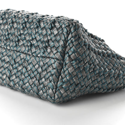 Bottega Veneta Metallic Intrecciato Tote Teal 7 of 9