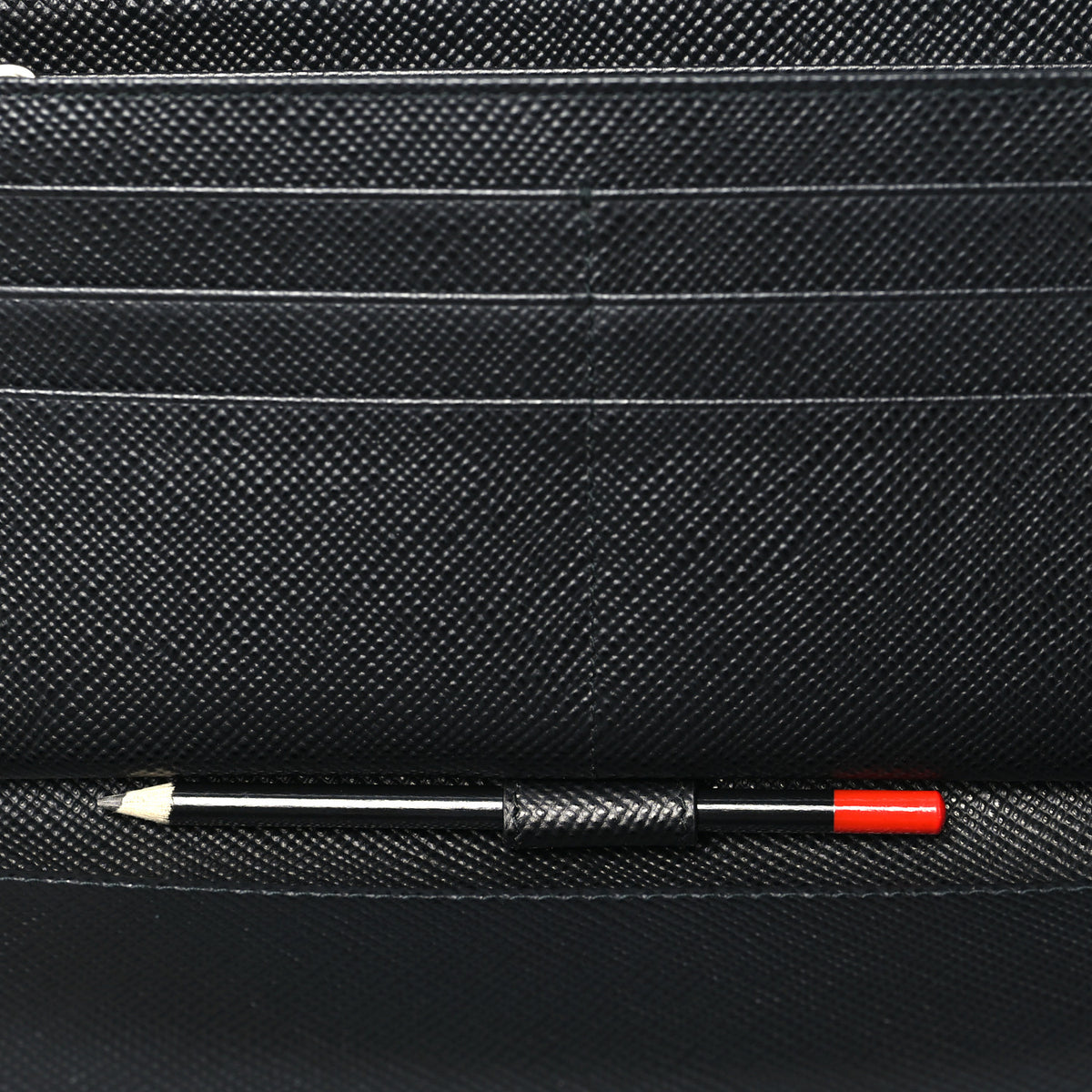 Prada Saffiano Metal Large Zip Around Travel Wallet Black 8 of 9