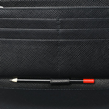Prada Saffiano Metal Large Zip Around Travel Wallet Black 8 of 9