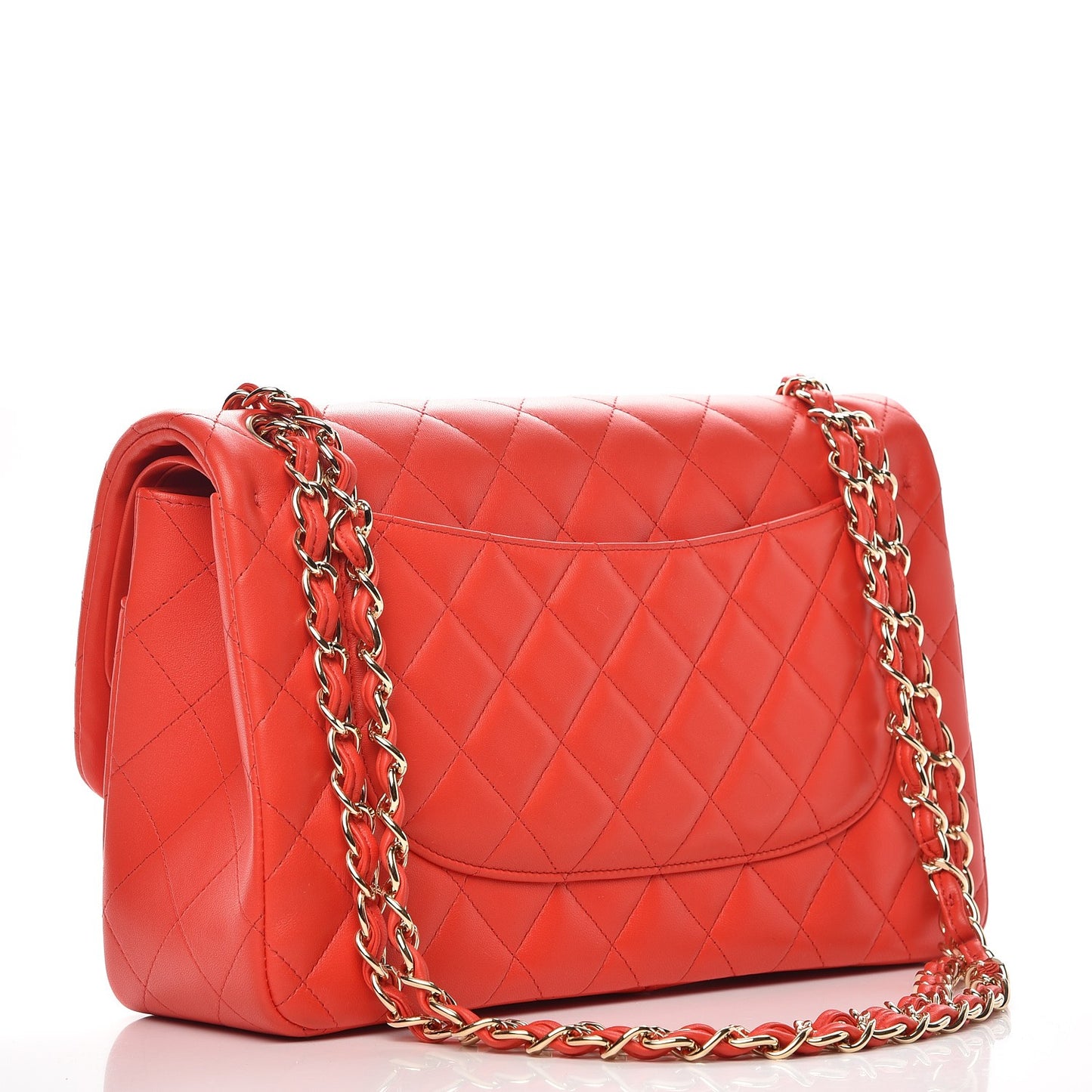 Lambskin Quilted Jumbo Double Flap Red