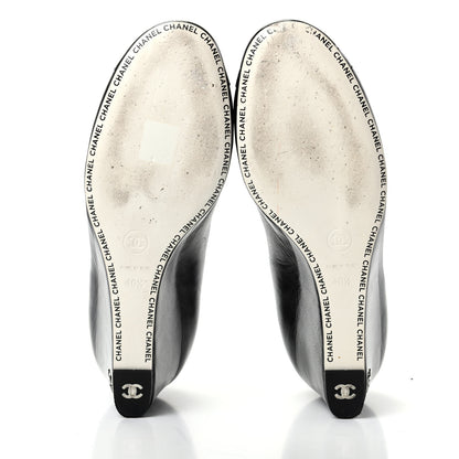 Chanel Lambskin Patent Cap Toe Wedges 40.5 Black 6 of 10