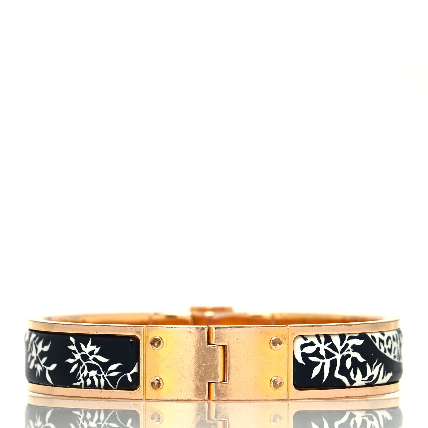 Hermes Enamel Printed Charniere Tendresse Feline Tattoo Hinged Bracelet S Positif Negatif 3 of 5