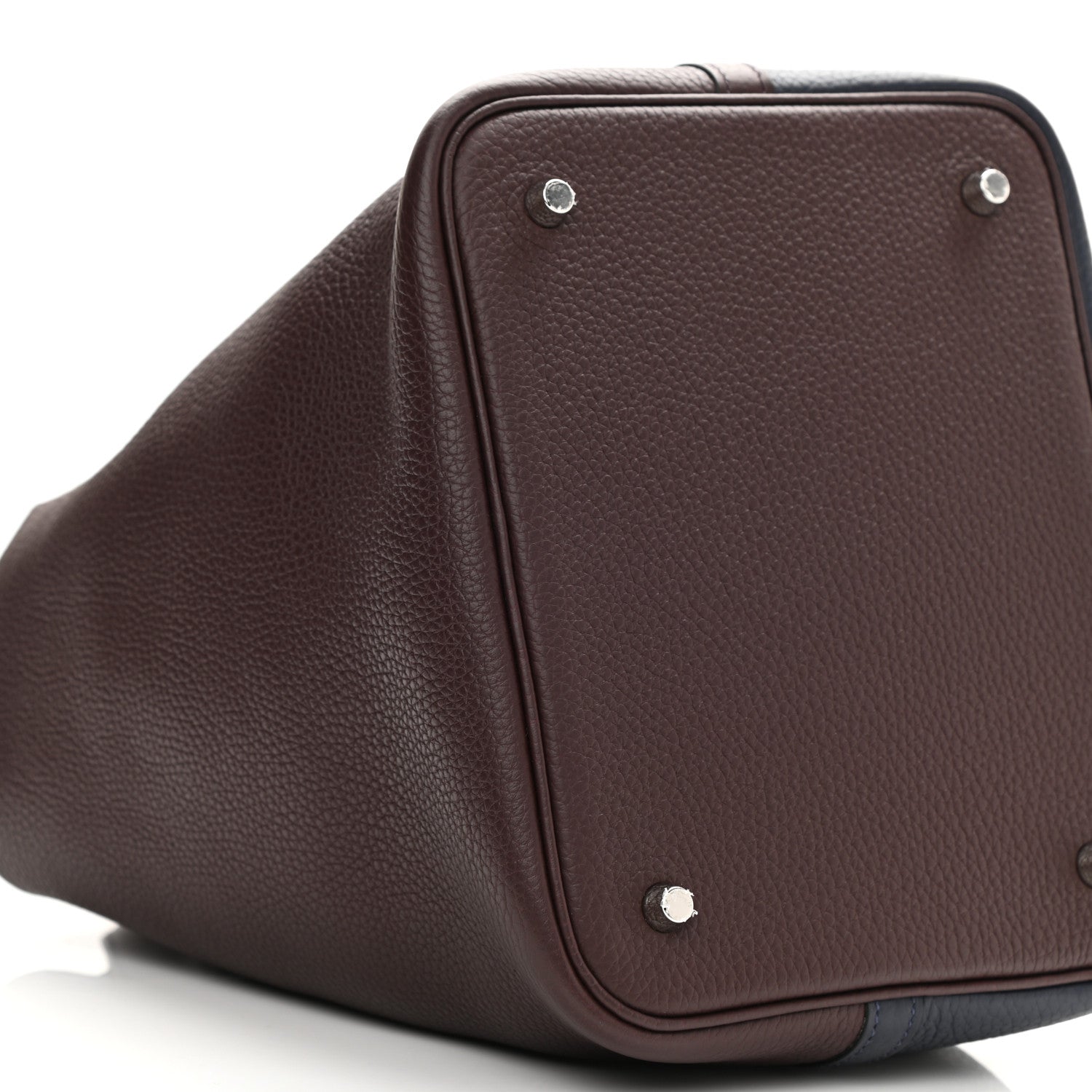 Hermes Taurillon Clemence Casaque Picotin Lock 22 MM Bleu Nuit Framboise Rouge Sellier 9 of 11
