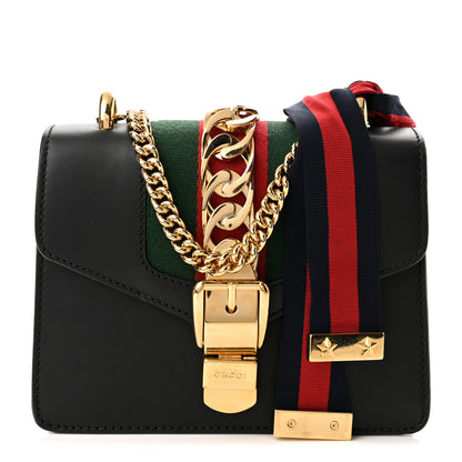 Gucci Calfskin Mini Sylvie Chain Shoulder Bag Black 1 of 9