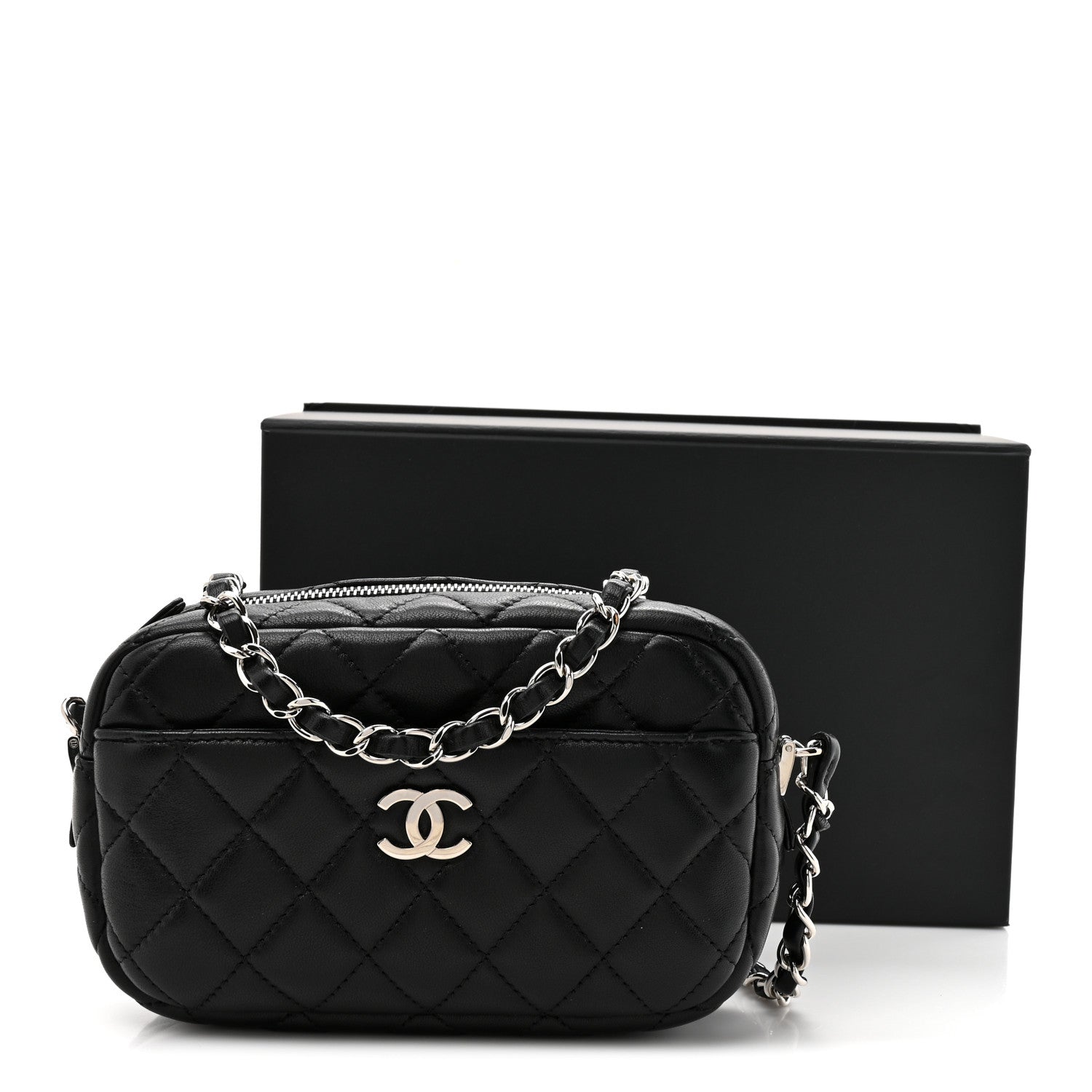 Chanel Lambskin Quilted Small Camera Case Black 11 of 11