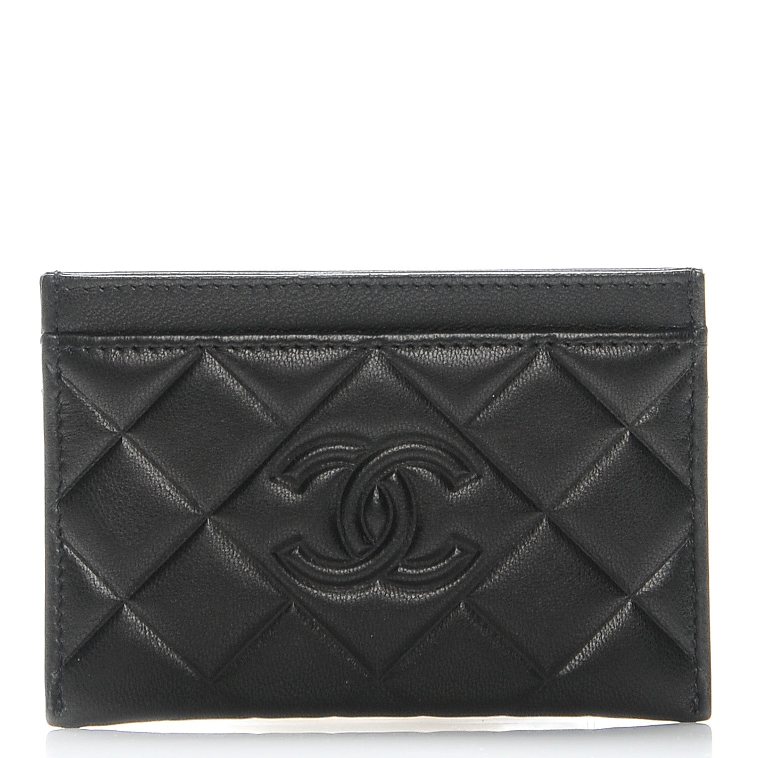 Chanel Lambskin Quilted Diamond CC Card Holder Black 1 of 9