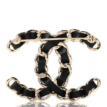 Chanel Lambskin Chain CC Brooch Black Gold 3 of 4
