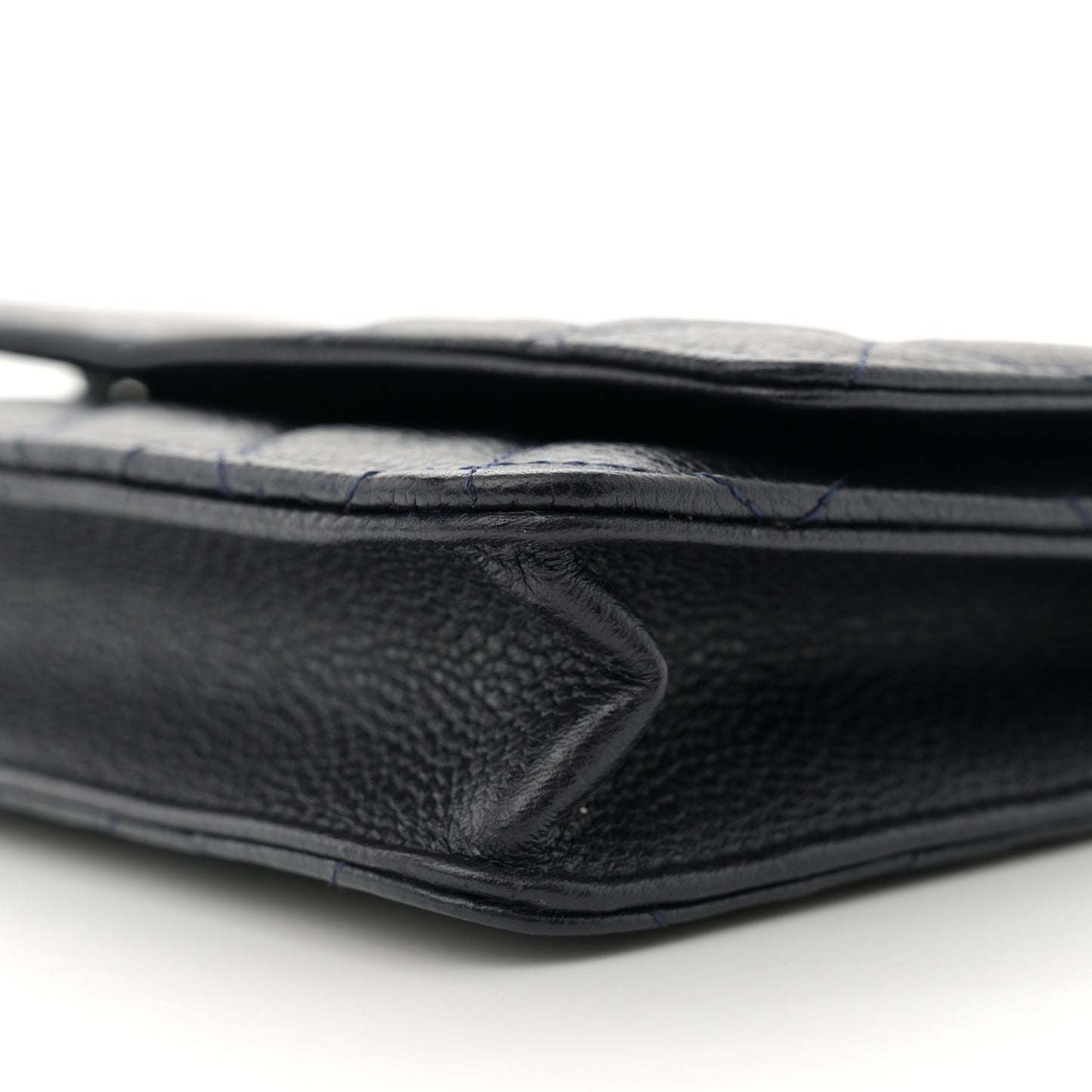 Caviar Quilted Wallet on Chain WOC Navy Blue