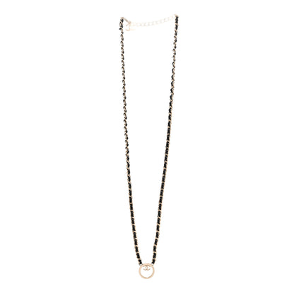 Chanel Metal Lambskin CC Round Long Necklace Gold Black 4 of 5