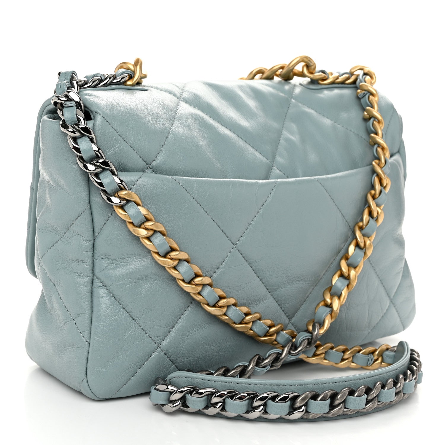 Chanel Lambskin Quilted Large Chanel 19 Flap Light Blue 3 of 11