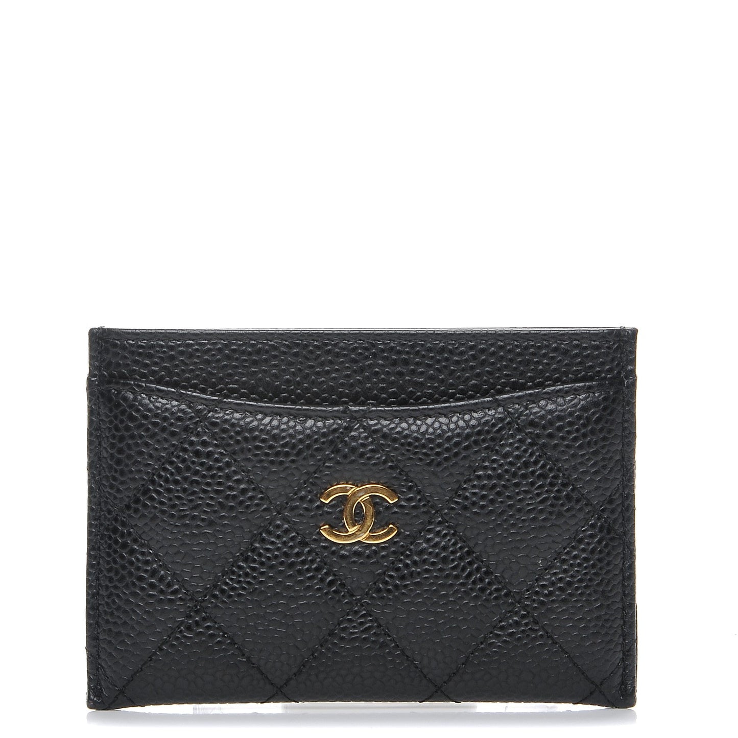 Caviar Quilted Card Holder Black