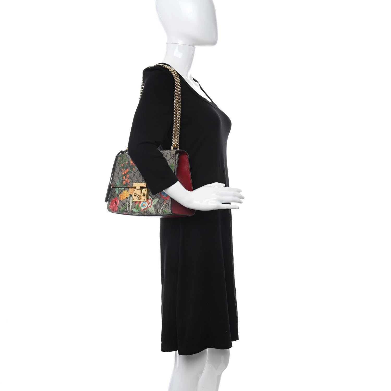 Gucci GG Supreme Monogram Tian Medium Padlock Shoulder Bag Beige Multicolor New Acero 2 of 12