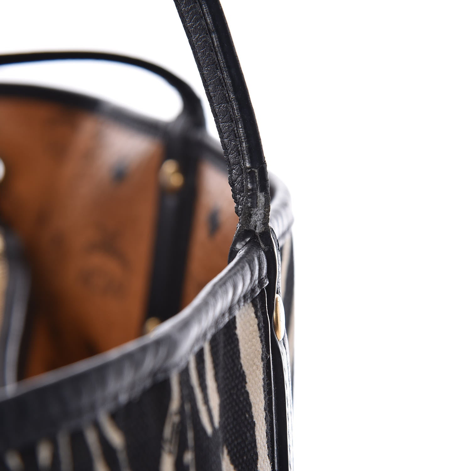 MCM Visetos Medium Anya Shopping Tote Cognac Black 30 of 37