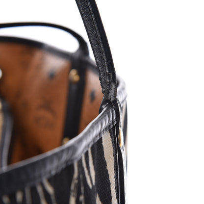 MCM Visetos Medium Anya Shopping Tote Cognac Black 30 of 37