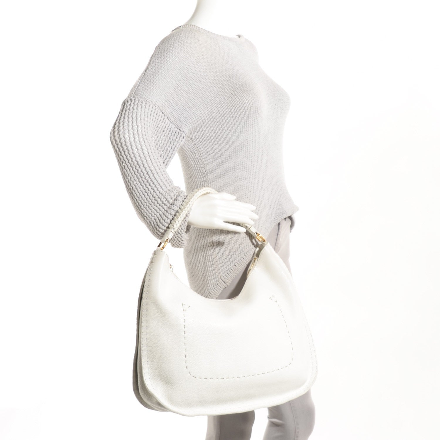 Fendi Cuoio Romano Selleria Hobo White 2 of 9