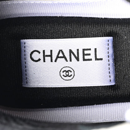 Chanel Mesh Suede Calfskin Grained Calfskin Womens CC Sneakers 39.5 White Black 7 of 9