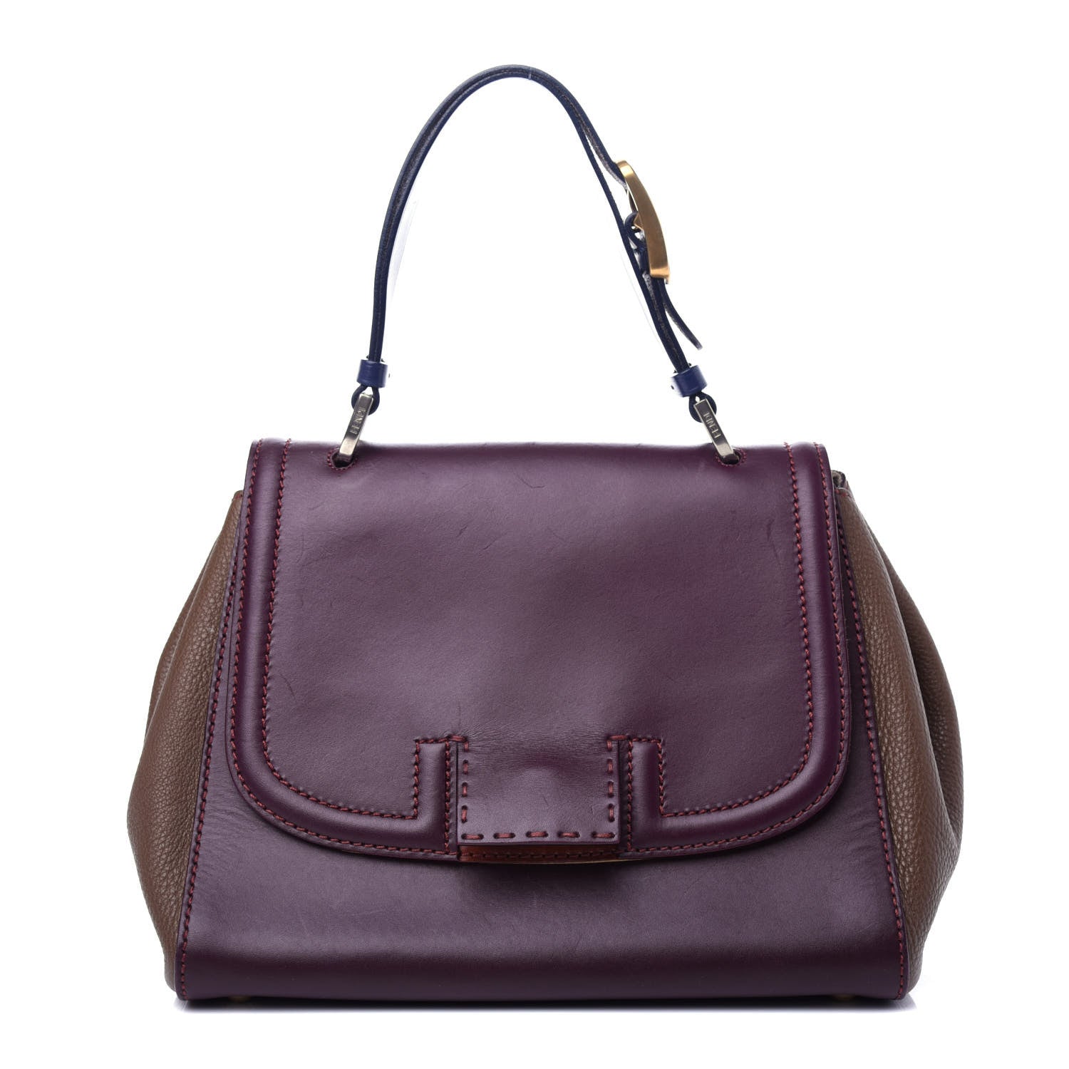 Fendi Cuoio Silvana Bag Beige Deep Berry Blue 1 of 11