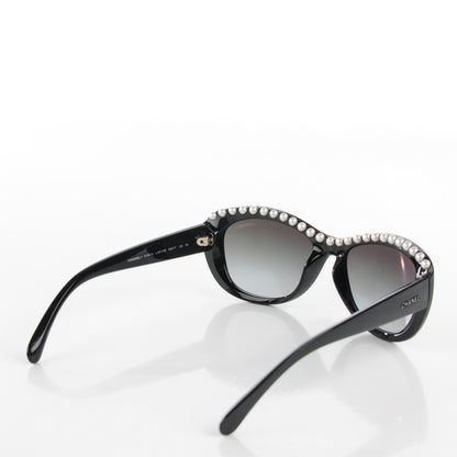 Chanel Freshwater Cultured Pearl Cat Eye Sunglasses 6038H Black 3 of 8