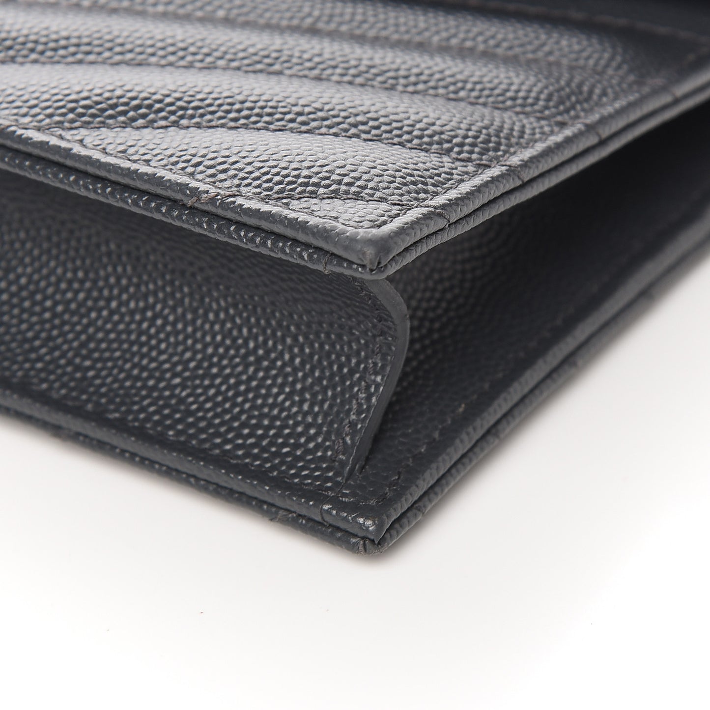 Grain De Poudre Matelasse Chevron Monogram Envelope Chain Wallet Dark Smog