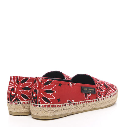 Saint Laurent Bandana Print Canvas Espadrilles 37.5 Red 4 of 9