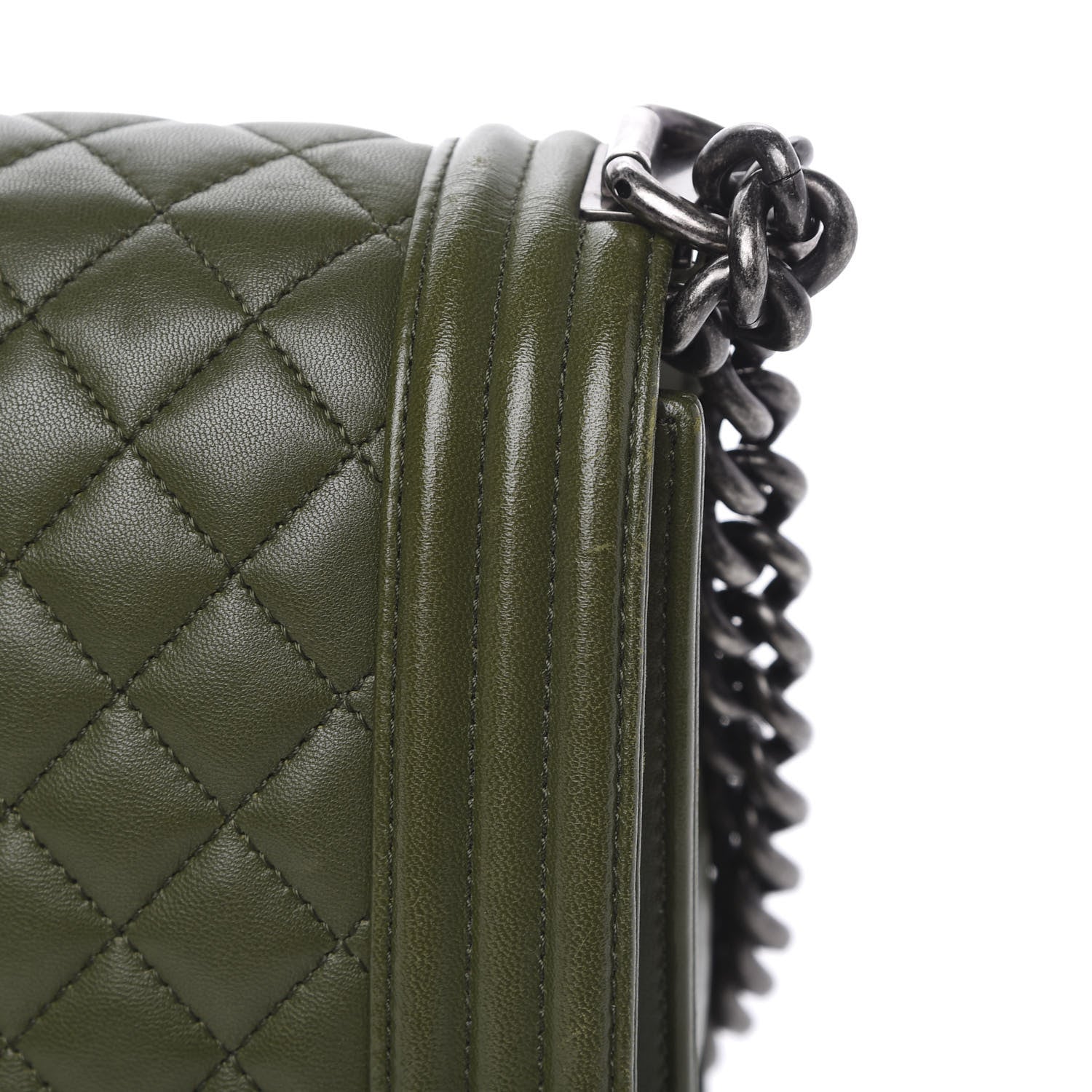 Chanel Lambskin Quilted New Medium Boy Flap Dark Green 10 of 21