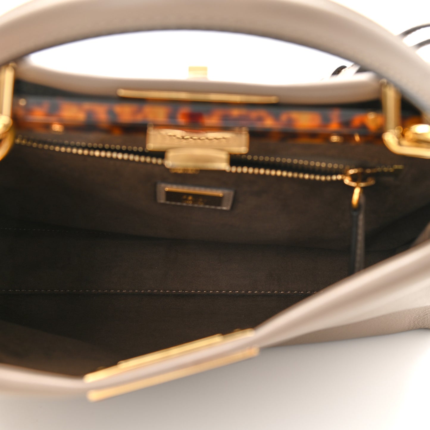 Vitello Seta Plexiglass Tortoise Medium Peekaboo Iconic Satchel Tortora