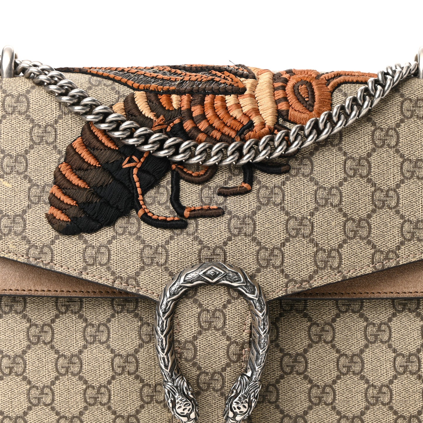 GG Supreme Monogram Bee Embroidered Medium Dionysus Shoulder Bag Taupe