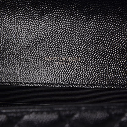 Saint Laurent Grain De Poudre Textured Mixed Matelasse Triquilt Medium Monogram Satchel Black 7 of 8