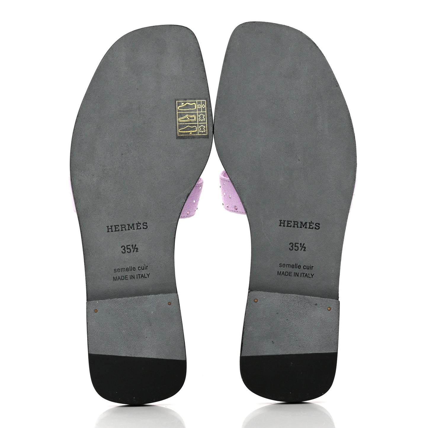 Suede Goatskin Crystal Oran Sandals 35.5 Violet Amethyste