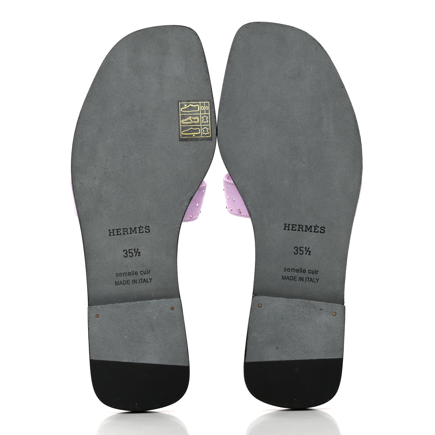Hermes Suede Goatskin Crystal Oran Sandals 35.5 Violet Amethyste 5 of 9