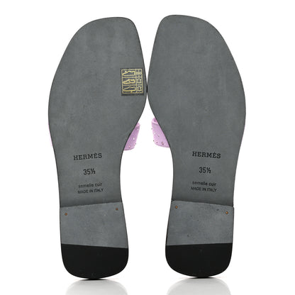 Hermes Suede Goatskin Crystal Oran Sandals 35.5 Violet Amethyste 5 of 9