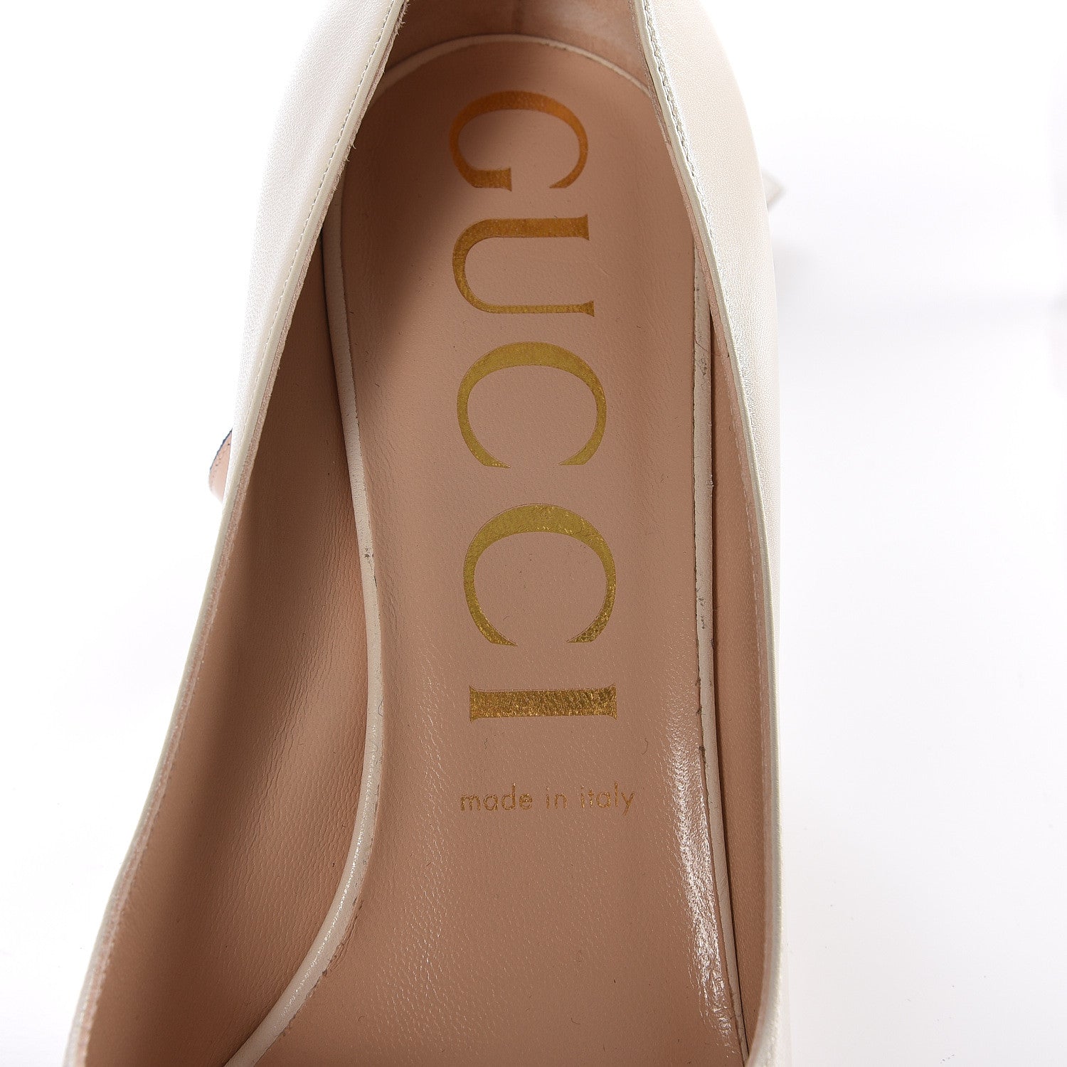 Gucci Malaga Kid Sylvie Mid Heel Pumps 40 Mystic White 7 of 11
